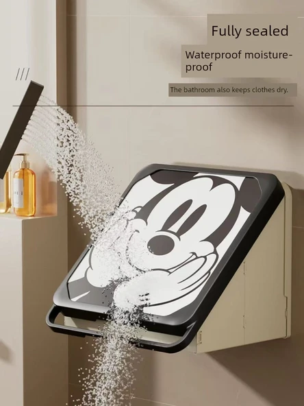 Katlanabilir Çizgi Film Banyo Rafı - Kulpsuz Kristal (Banyo Küçük Yeni) Beyaz Çerçeve - 3