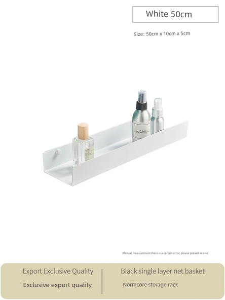 İskandinav Paslanmaz Çelik Lavabo Rafı - Beyaz - 50cm - Deliksiz Montaj