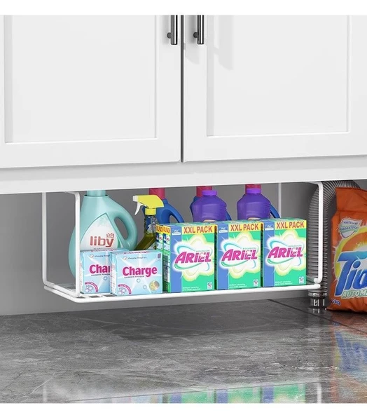 Lavabo Altı Demir Banyo Rafı - Siyah - Büyük Boy - 2'li Paket - 7