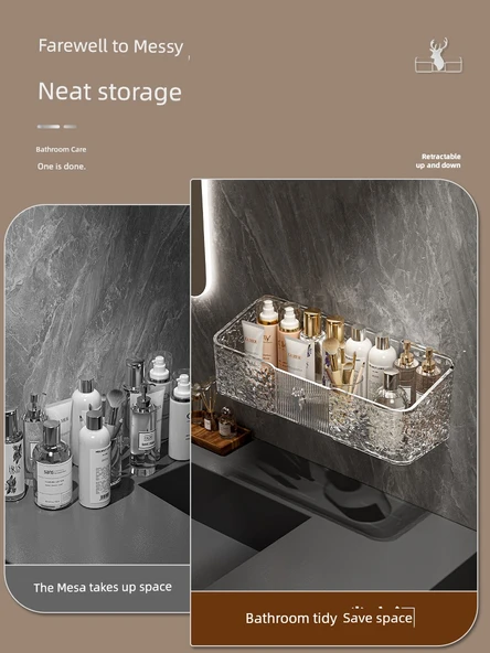 Deliksiz Banyo Rafı - Büyük-Şeffaf Siyah - 2