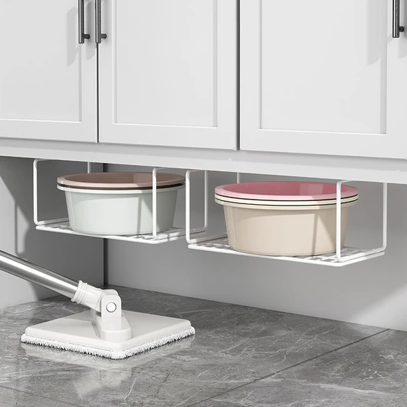 Lavabo Altı Demir Banyo Rafı - Beyaz - Küçük Boy - 2'li Paket - 3