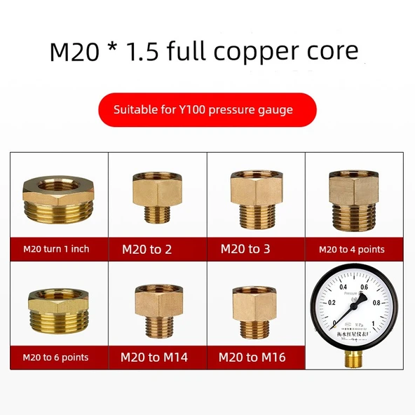 Basınç Ölçer Bakır Adaptör - M14 * 1.5 - M12 * 1.5 - 4