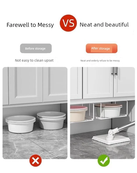Lavabo Altı Demir Banyo Rafı - Siyah - Ekstra Büyük Boy - 2'li Paket - 9