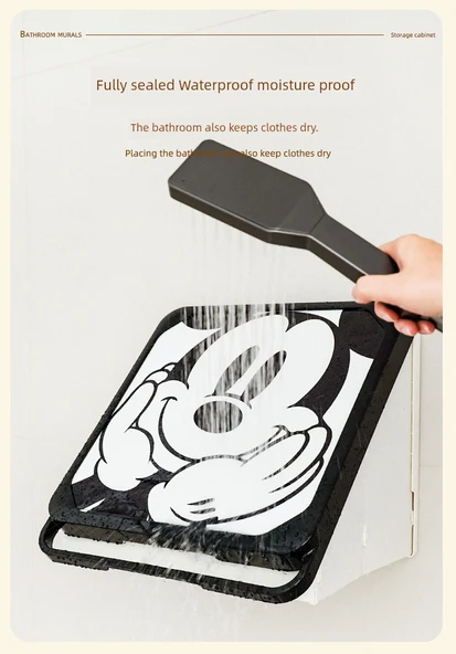 Katlanabilir Çizgi Film Banyo Rafı - Kulpsuz Kristal (Banyo Küçük Yeni) Beyaz Çerçeve - 11