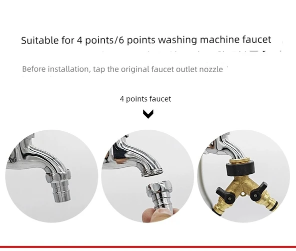 Çamaşır Makinesi Musluk Dirsek T Konnektörü - E Şönt + Lavabo Dönüştürücü - 11