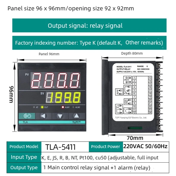 Dijital Akıllı Sıcaklık Kontrol Cihazı 96x96 Röle Çıkışlı Ayarlanabilir