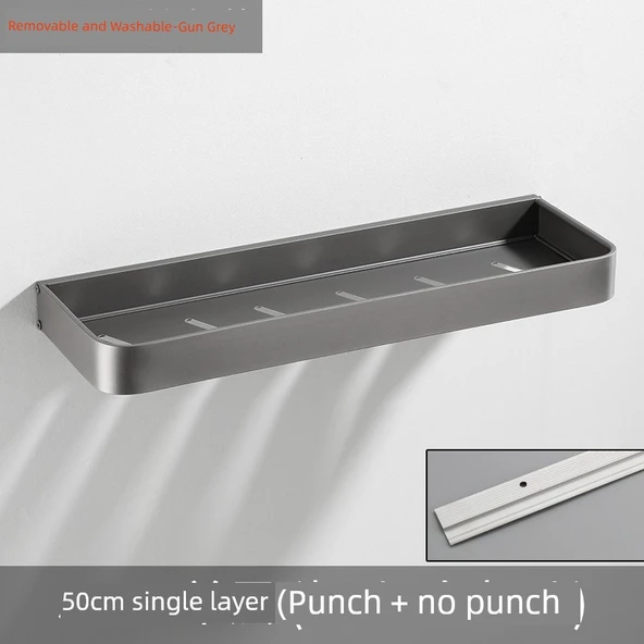 Çıkarılabilir Yıkanabilir Alüminyum Banyo Havluluk - Metalik Gri 50cm