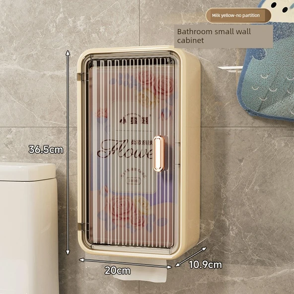 Deliksiz Banyo Duvar Dolabı - Süt Sarısı (Bölmesiz)