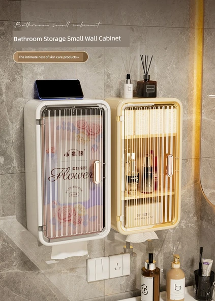 2 Adet Deliksiz Banyo Duvar Dolabı - Süt Beyazı (Bölmeli, Bölmesiz) - 7
