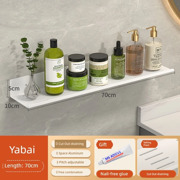Banyo Rafı - Delikli - Beyaz - 70cm
