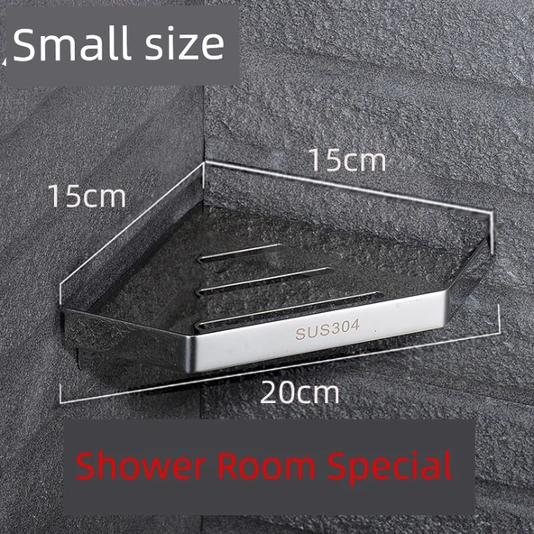 304 Paslanmaz Çelik Köşe Rafı - Deliksiz - 304-C Geniş Siyah (Yapışkanlı Çivi) - Resim 7