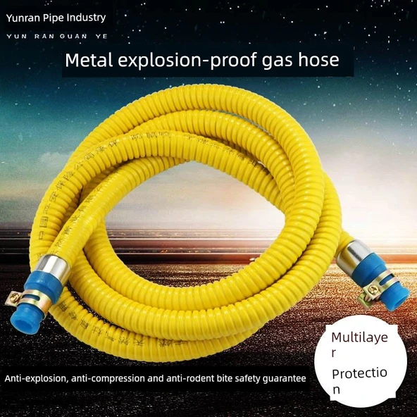 Paslanmaz Çelik Patlamaya Dayanıklı Gaz Hortumu - 1 Metre - 2