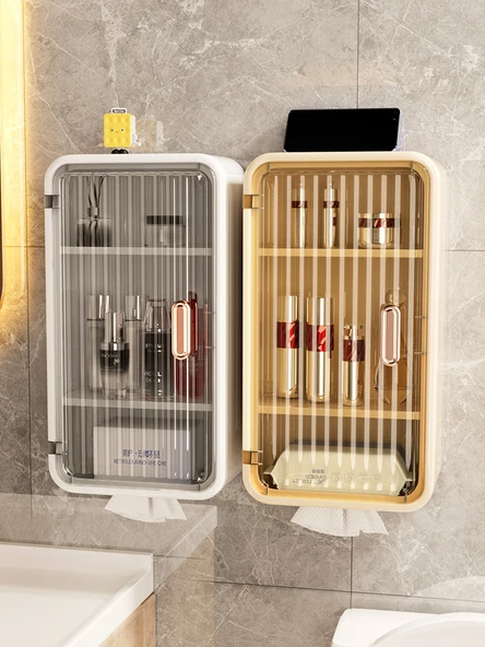 Deliksiz Banyo Duvar Dolabı - Süt Beyazı (Bölmeli) - 3