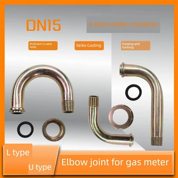 Gaz Sayacı Dirsek Bağlantısı - L Tipi Kısa 9.5cm - 5