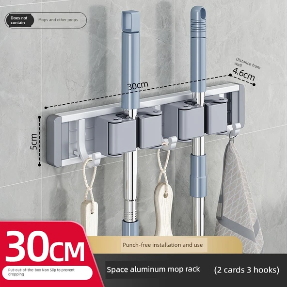 Deliksiz Banyo Rafı - Tuvalet Havlu Depolama - [Parlak Gümüş] Alüminyum 2 Katlı 3 Kancalı