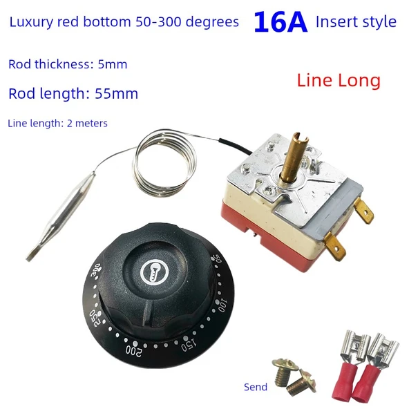 Ayarlanabilir Termostat - 16A Kırmızı Taban 50-300 Derece 2 Metre Kablo