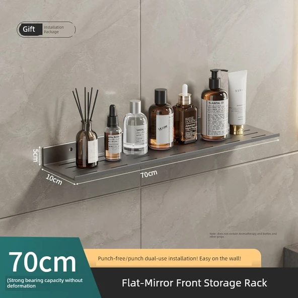 Banyo Rafı - Delikli - Füme Gri - 70cm