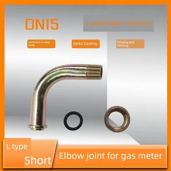 Gaz Sayacı Dirsek Bağlantısı - L Tipi Kısa 9.5cm - 4