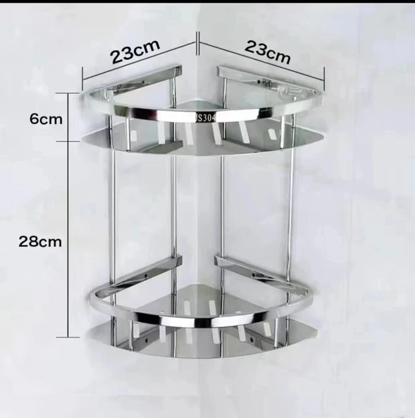 304 Paslanmaz Çelik Banyo Rafı - Tek Katmanlı Tripod Deliksiz - 6