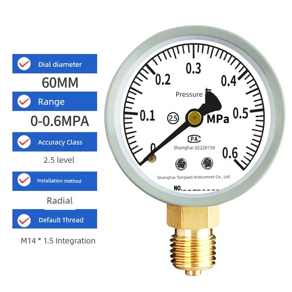 Basınç Ölçer 0-0.6MPA Standart M14*1.5 Metrik Diş