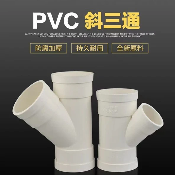 PVC Yan T Dirsek 45 Derece Eşit Çaplı Redüksiyonlu Su Borusu Aksesuarı