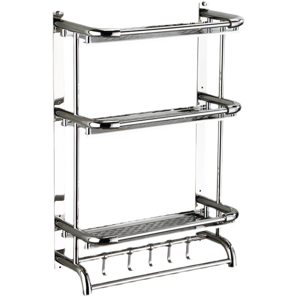 304 Paslanmaz Çelik Banyo Havlu Rafı - 2 Katlı 35cm - 6