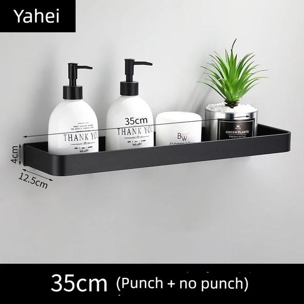 Alüminyum Banyo Havlu Rafı - Siyah 35cm