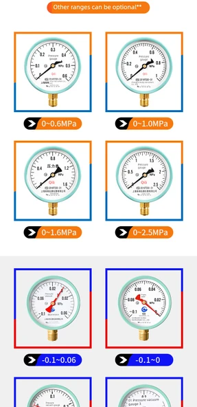 Y100 Mavi Kasa Basınç Ölçer - 0-0.4MPa - 10