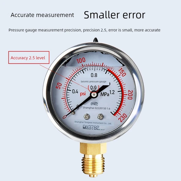 Basınç Ölçer 0-1.0MPA Darbeye Dayanıklı 1/2 inç Diş - Resim 3