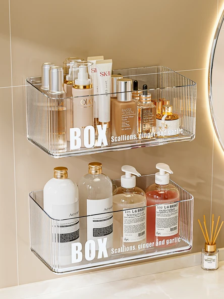 Deliksiz Banyo Rafı Organizeri - Büyük Boy 2'li Şeffaf - 2