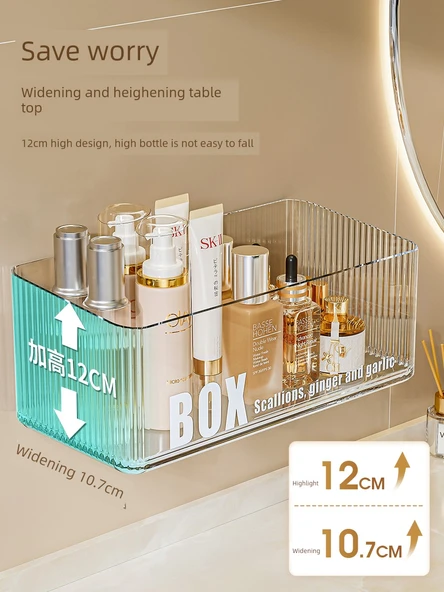 Deliksiz Banyo Rafı Organizeri - Büyük Boy 2'li Şeffaf - 5