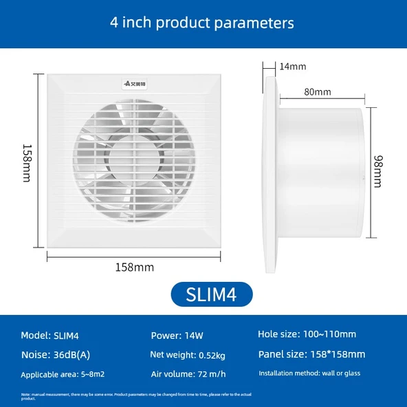 Airmate 4 inç Düşük Sesli Banyo Havalandırma Fanı - SLIM4 - 3