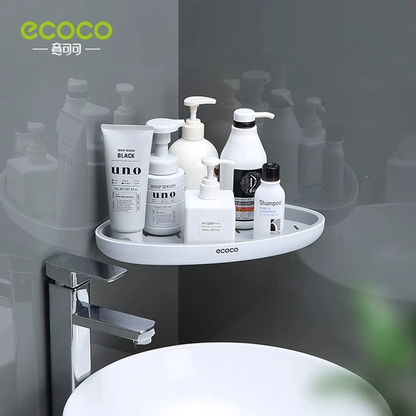 Deliksiz Banyo Duvar Rafı - Tek Katlı Minimalist Gri Üçgen
