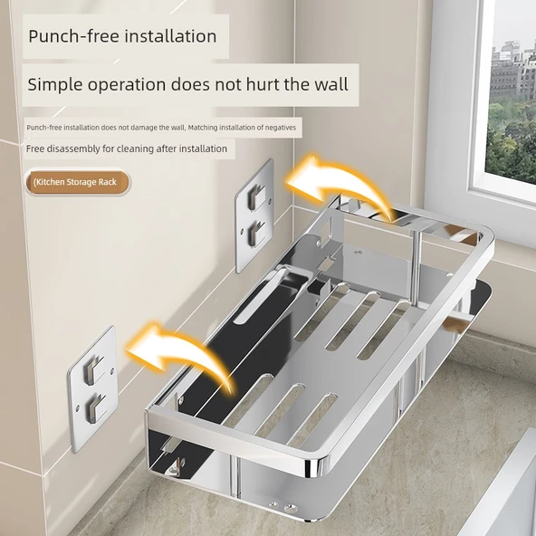 304 Paslanmaz Çelik Tuvalet Rafı - Kalınlaştırılmış 304 Uzun 40 Çubuklu 4 Kancalı - Resim 2