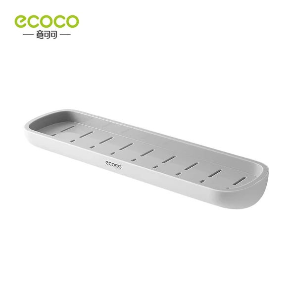 Deliksiz Banyo Duvar Rafı - Tek Katlı Minimalist Gri Kare Standart