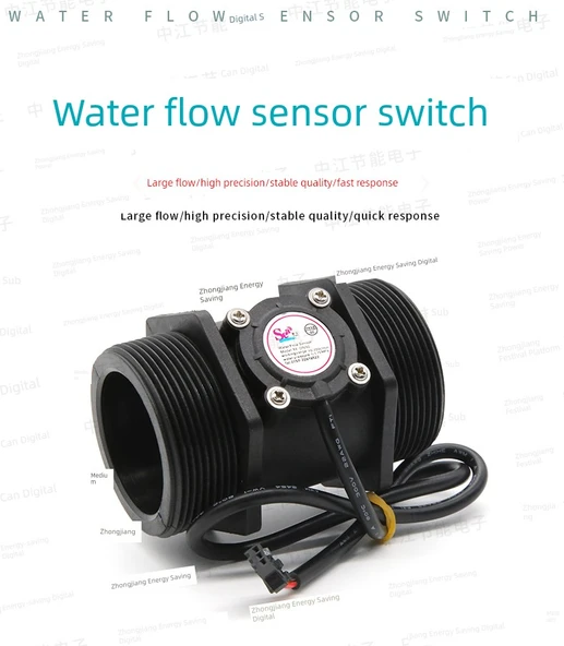 2" Su Akış Sensörü Hall Flowmetre DN50 Tarla Sulama Türbin Debimetre - DN50 Siyah, SM Fiş 50cm Kablo - Resim 9