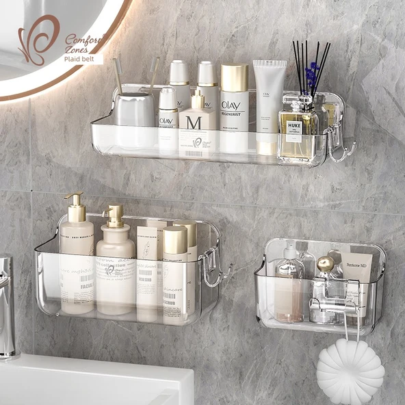 Deliksiz Banyo Rafı - SF-2212 Büyük Gri (2'li Paket) - 6