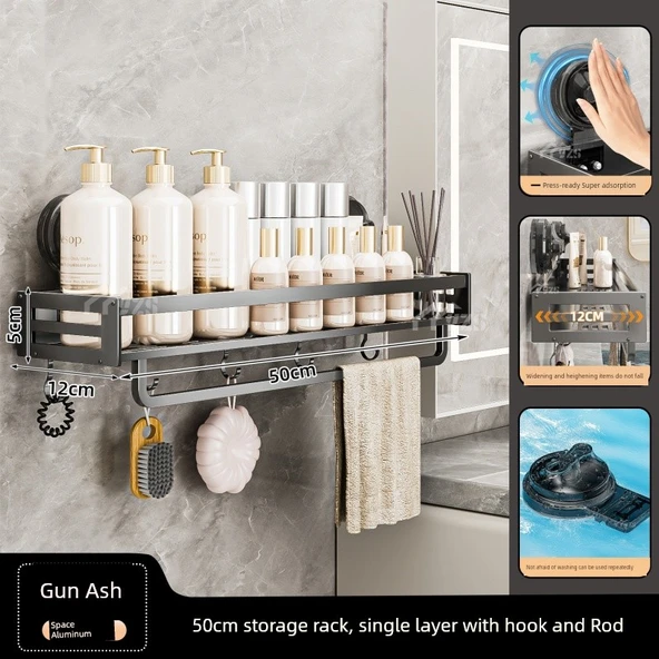 Askılı Vakumlu Banyo Rafı - 50cm