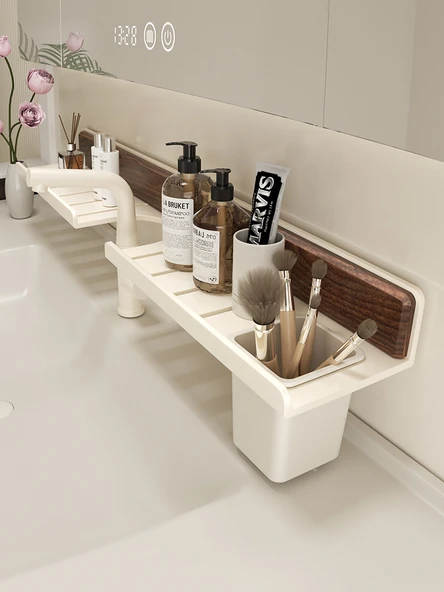 Ceviz Banyo Rafı - Kuzey Amerika Siyah Ceviz Süt Beyazı 60cm - 2