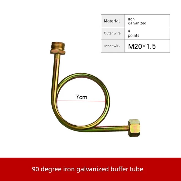 304 Paslanmaz Basınç Ölçer Tampon Tüpü - 90 Derece Demir Galvanizli M20 * 1.5/4 Nokta