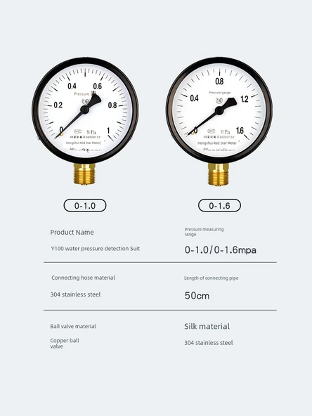 Su Basıncı Test Kiti - 0-1.6MPa - 4 Dakika İç Dişli - 5