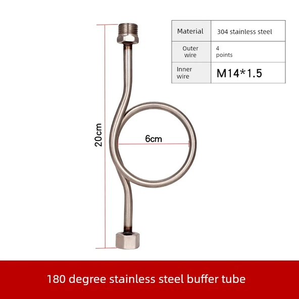 304 Paslanmaz Basınç Ölçer Tampon Tüpü - 180 Derece Paslanmaz Çelik M14 * 1.5/4 Nokta
