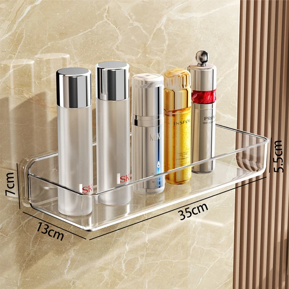 Deliksiz Banyo Rafı - Şeffaf (Adet Arttırılmış)