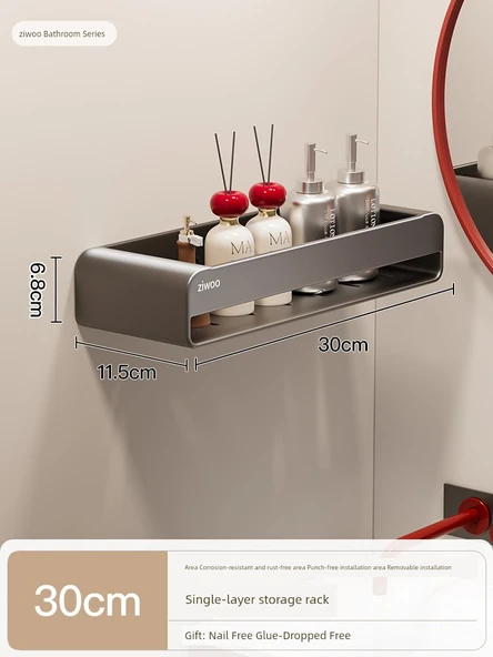 Deliksiz Banyo Rafı - Tek Katlı - 30cm