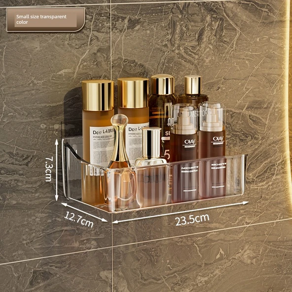 Duvara Monte Banyo Rafı - Kalın Küçük Boy Şeffaf 1'li Paket