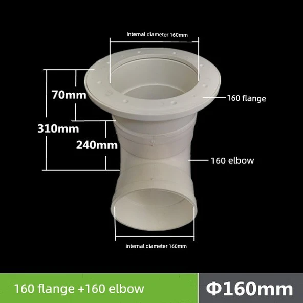 PVC Zemin Süzgeci Su Geçirmez Kumaş - 160mm Flanş + Dirsek