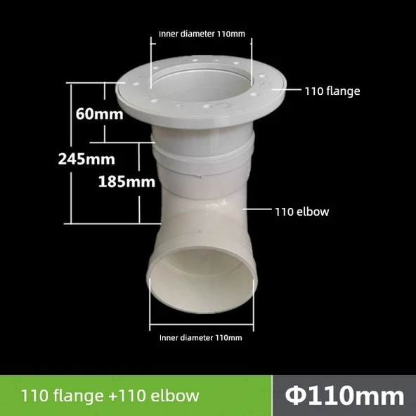 PVC Zemin Süzgeci Su Geçirmez Kumaş - 110mm Flanş + Dirsek