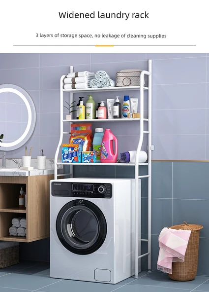 Siyah 2 Katmanlı Çamaşır Makinesi Rafı - Kapaklı Model - 8