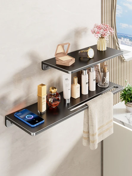 Paslanmaz Çelik Banyo Rafı - Süt Beyazı - 60cm - Kalınlaştırılmış Genişletilmiş - Resim 2