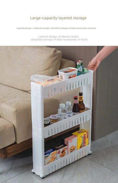 Mutfak Banyo Kapı Arkası Rafı - Üç Katlı Gri (54*12*71cm) - 9